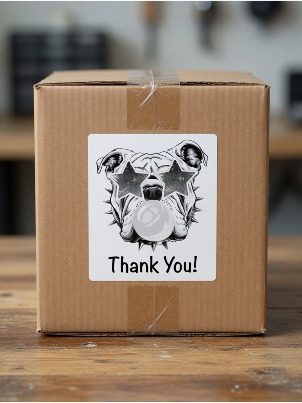 Old English Bulldog Thank You Labels 4”x6”-100ct.